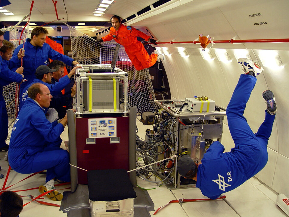 TEMPUS, an electromagnetic levitator used on Space Shuttle flights, and parabolic flights to this day