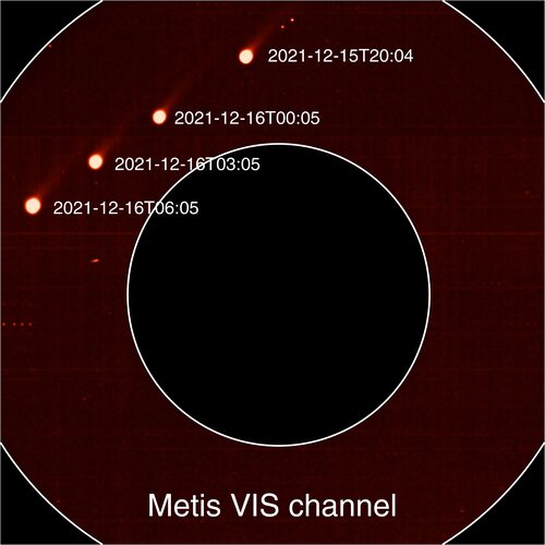 Solar Orbiter’s view of Comet Leonard in visible light (annotated)